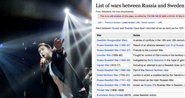 Wikipedia, Måns Zelmerlöw, Eurovision Song Contest